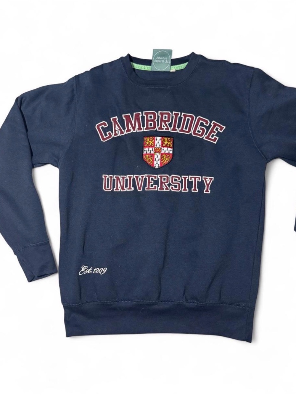 Cambridge University Navy Crew Sweatshirt with Crest